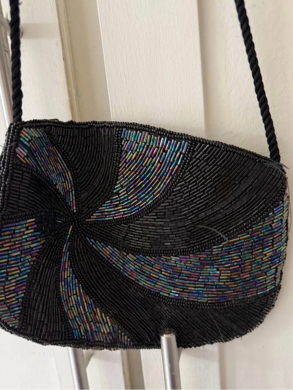 Vintage MCM Beaded Shoulder Bag Multicolor Swirl Pattern